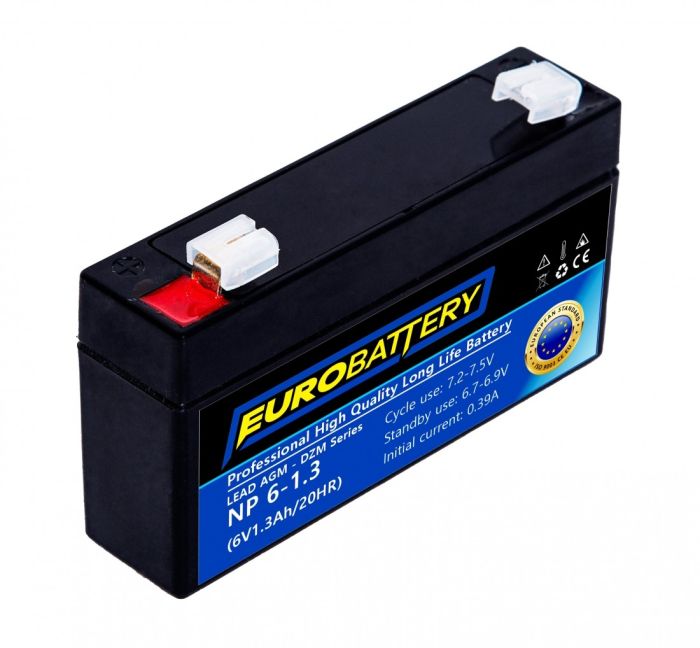 6v-1,3ah АКБ AGM EuroBattery NP 6-1.3 DZM (6в 1.3Ач)
