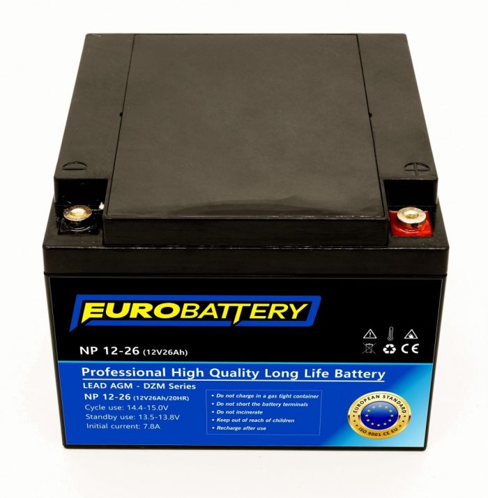 12v-26ah АКБ AGM EuroBattery NP 12-26 DZM (12в 26Ач)