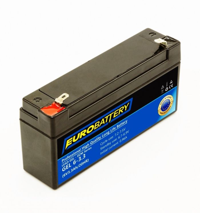 6v-3,3ah АКБ гелевий EuroBattery GEL 6-3.3 DZM (6в 3.3Аг)