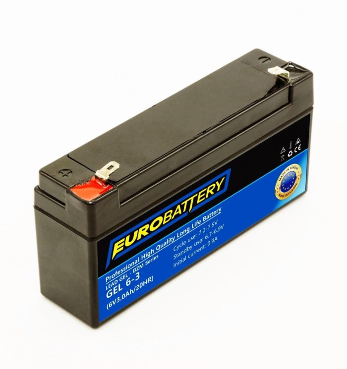 6v-3ah АКБ гелевий EuroBattery GEL 6-3 DZM (6в 3.0Аг)