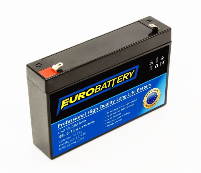 6v-7,5ah АКБ гелевий EuroBattery GEL 6-7.5 DZM (6в 7.5Аг)