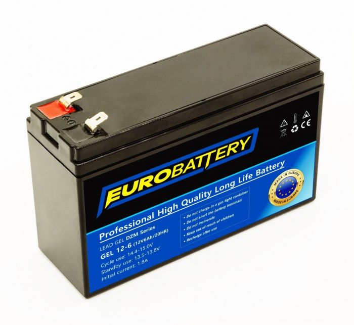 12v-6ah АКБ гелевий EuroBattery GEL 12-6 DZM (12в 6.0Аг)