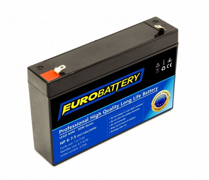 6v-7,5ah АКБ AGM EuroBattery NP 6-7.5 DZM (6в 7.5Ач)