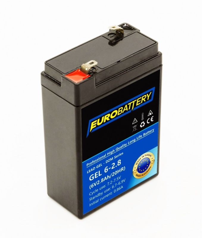 6v-2,8ah АКБ гелевий EuroBattery GEL 6-2.8 DZM (6в 2.8Аг)