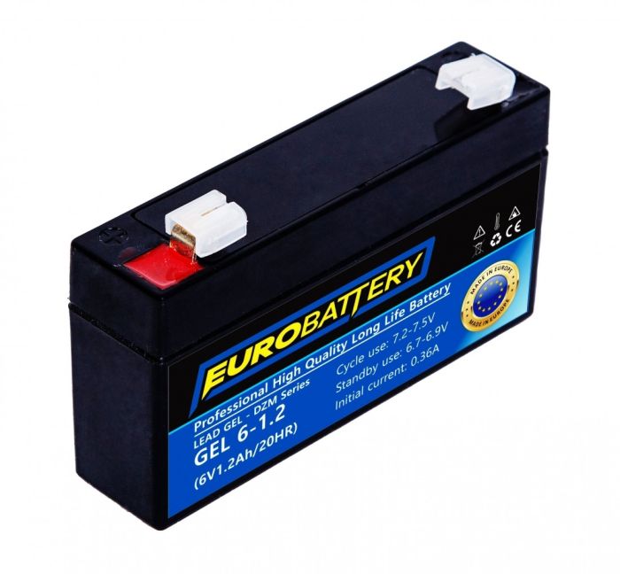 6v-1,2ah АКБ гелевий EuroBattery GEL 6-1.2 DZM (6в 1.2Аг)